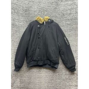 Supreme Logo Embroidered Wool Blend N-2B Hooded Parka Jacket Black Mens Size XL